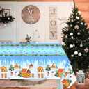 Fancy Land Christmas Tablecloths 3 Pack Gingerbread House Table Cover Snow Disposable Tablecloths Christmas Party Decoration
