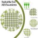 2 x 96Pcs Sage Green Gingham Party Supplies - 7&9 Inch Scalloped Paper Plates and Napkins Disposable Sage Green and White Plaid Party Decorations for Birthday Baby Shower Wedding,Serves 24