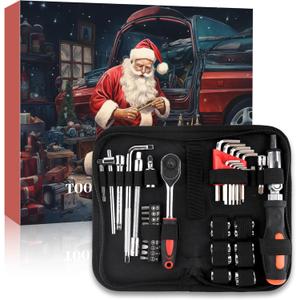 Tool Advent Calendar for Adult Men - Mechanics Tools Set Advent Calendar for 24 Days Christmas Countdown - 2025 Xmas Holiday Surprise Gift for Automotive Enthusiasts
