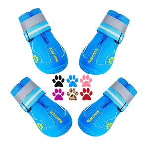 QUMY Dog Shoes for Large Dogs, Medium Dog Boots & Paw Protectors for Winter Snowy Day, Summer Hot Pavement, Waterproof in Rainy Weather, Outdoor Walking, Indoor Hardfloors Anti Slip Sole Blue 7