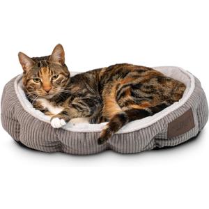 Pet Craft Supply Cat Bed for Indoor Cats - Kitten Bed - Machine Washable - Ultra Soft - Self Warming - Refillable Catnip Pouch,Grey,19x14x5 Inch (Pack of 1)