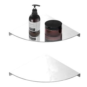 Melairy 2-Pack Chrome Shower Corner Shelf 304 Stainless Steel Bathroom Shower Caddy Wall Mounted 7.87in Triangular Corner Shelf for Bathroom Kitchen Balcony