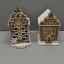 2Pc Christmas Gingerbread Village House Gingerbread Figurines Table Decorations Resin Xmas Gingerbread House Christmas Pre Lit LED Village Figurines Home Decor.