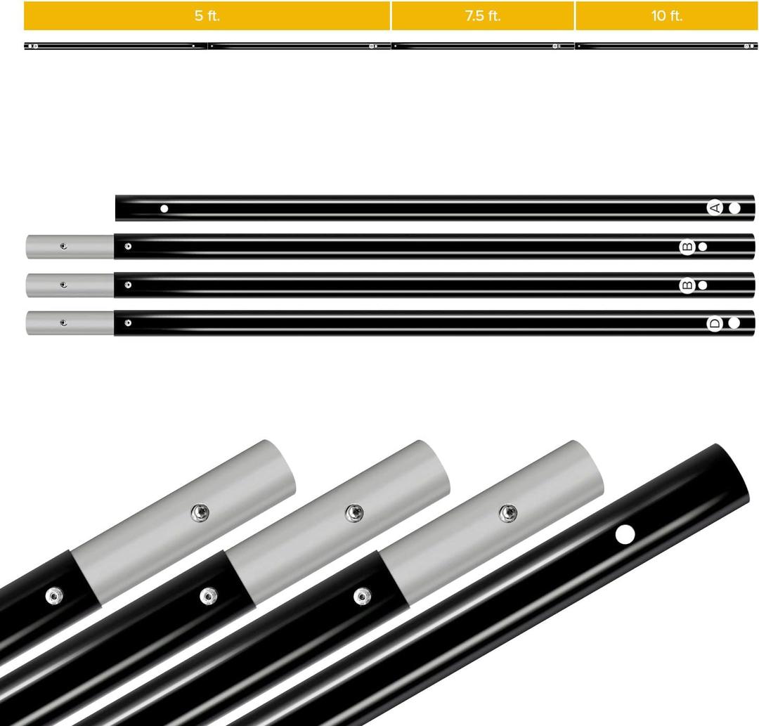 LimoStudio Adjustable 10 ft. Max to 5 ft. Min Length Backdrop Support Stands Crossbar, 4 Section Interlocking Bars, Solid Strong & Tight Structure for No Wobble & Shake, AGG3094