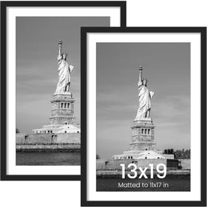 ENJOYBASICS 13x19 Picture Frame, Display Poster 11x17 with Mat or 13 x 19 Without, Wall Gallery Photo Frames, Black, 2 Pack