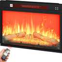 DWVO 23 Inches Electric Fireplace Insert, Recessed Fireplace Heater with Remote Control, Adjustable Temperature, 6H Timer, Adjustable Flame Brightness, 120V 1400W, Firewood (24.2"x17.5")