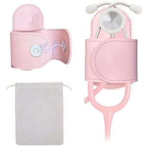 Magnetic Stethoscope Holder Clips, Secure Hands-Free PU Leather Holster for Scrubs, Belts & Lab Coats - Portable Stethoscope Accessories for Nurses, Doctors, EMTs, Medical Students (Pink)