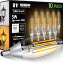 Dusk to Dawn Outdoor LED Light Bulb, 5W Equivalent 40W, Candelabra B11 Light Bulb, 2700K Soft White, Edison LED Bulbs E12 Base, Lighting Sensor, Auto On/Off for Porch Patio Garage, 10 Pack