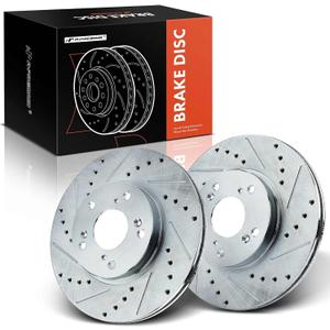 A-Premium 11.10 inch (282mm) Front Drilled and Slotted Disc Brake Rotors Compatible with Honda and Acura Models - Accord 1998-2012, Civic 2006-2011/2013-2024,CR-V, CSX, Element, CR-Z, ILX, Insight