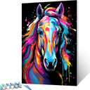 Tucocoo Horse Closeup Paint by Number for Adults, DIY Digital Oil Painting Kits on Canvas with Brushes and Acrylic Pigment, Graffiti Colorful Animal Picture for Home Decor Gifts 16x20inch (Frameless) (Artwork-8)
