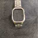 MioHHR Stainless Steel Band and Case Compatible with Apple Watch Band 49mm, Men Metal Protective Bumper Cover for iWatch Series Ultra 3/2/1, Titanium Color