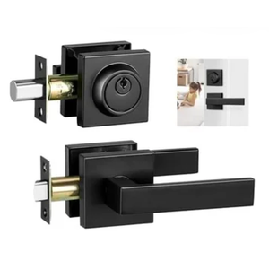 Keyed Entry Door Handle Lever for Right and Left Handed Doors with Full Set Lockset and Matching Screws for Bedroom and Bathroom Black Matte