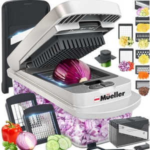 Set of 6 Mueller Pro-Series 10-in-1, 8 Blade Vegetable Chopper, Onion Mincer, Cutter, Dicer, Egg Slicer with Container, French Fry Cutter Potato Slicer, Home Essentials, Salad Chopper,Gray/Green Different Color Condition May Vary
