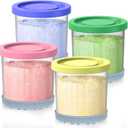 Creami Containers Replacement for Ninja Creami Pints and Lids - 4 Pack, 16oz Cups Compatible with NC300 NC301 NC299AMZ Series creamy Ice Cream Maker, Creami accessories