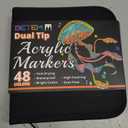 Betem Paint Markers Acrylic Paint Pens, Dual Tip 48 Colors Acrylic Markers with Brush Tip and Fine Point, Art Supplies for Wood, Canvas, Stone, Glass, Rock Painting Kit DIY Crafts Drawing Kit with Bag