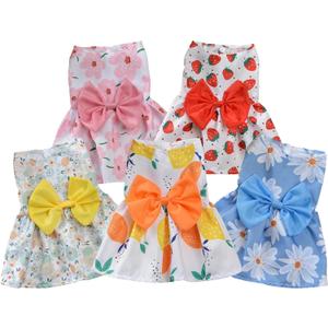 TAPBULL Dog Dresses, Fashionable Pet Dog Clothes, Cute Cat Birthday Dress Outfit (Orange/Red/Yellow/Blue/Pink 5-Pack), XX-Large