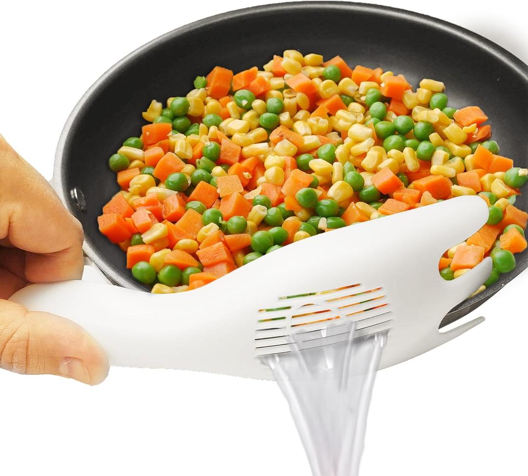 2 x Multifunctional Scoop Strainer  Kitchen Discovery  Slotted Colander Spoon Scoops and Drains, Serves Rice, Separates Eggs, Sprinkles Powdered Sugar 8x2.25x1.25