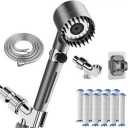 6-Mode High Pressure Handheld Shower Head with Filter, HOPOPRO High Flow Filtered Handheld Showerhead, Water Softener Filters for Hard Water - Removes Chlorine - Improves Skin Hair Condition (Chrome)