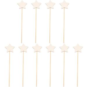 TOYANDONA 10Pcs Make Your Princess Wand, Star Shape Fairy Wand Stick Unfinished Wooden DIY Crafts for Girls Princess Art Cosplay Costume Party