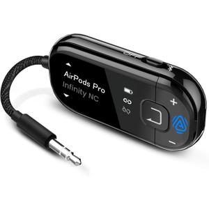 Avantree Voyager  OLED Display & Latest Auracast Bluetooth 5.4 Adapter for Airplane, Qualcomm Chip & aptX Adaptive, Wireless Audio Transmitter for Headphones, AirPods, Travel & Flight (Black)