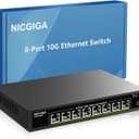 8 Port 10G Ethernet Switch Unmanaged,with 8X 10Gb Base-T Ports, NICGIGA 10Gbps Network Switch Easy for 10G NAS,PC,WiFi7 Router,10G Adapter/NIC. Desktop or 19-inch Rack Mount, Plug and Play.