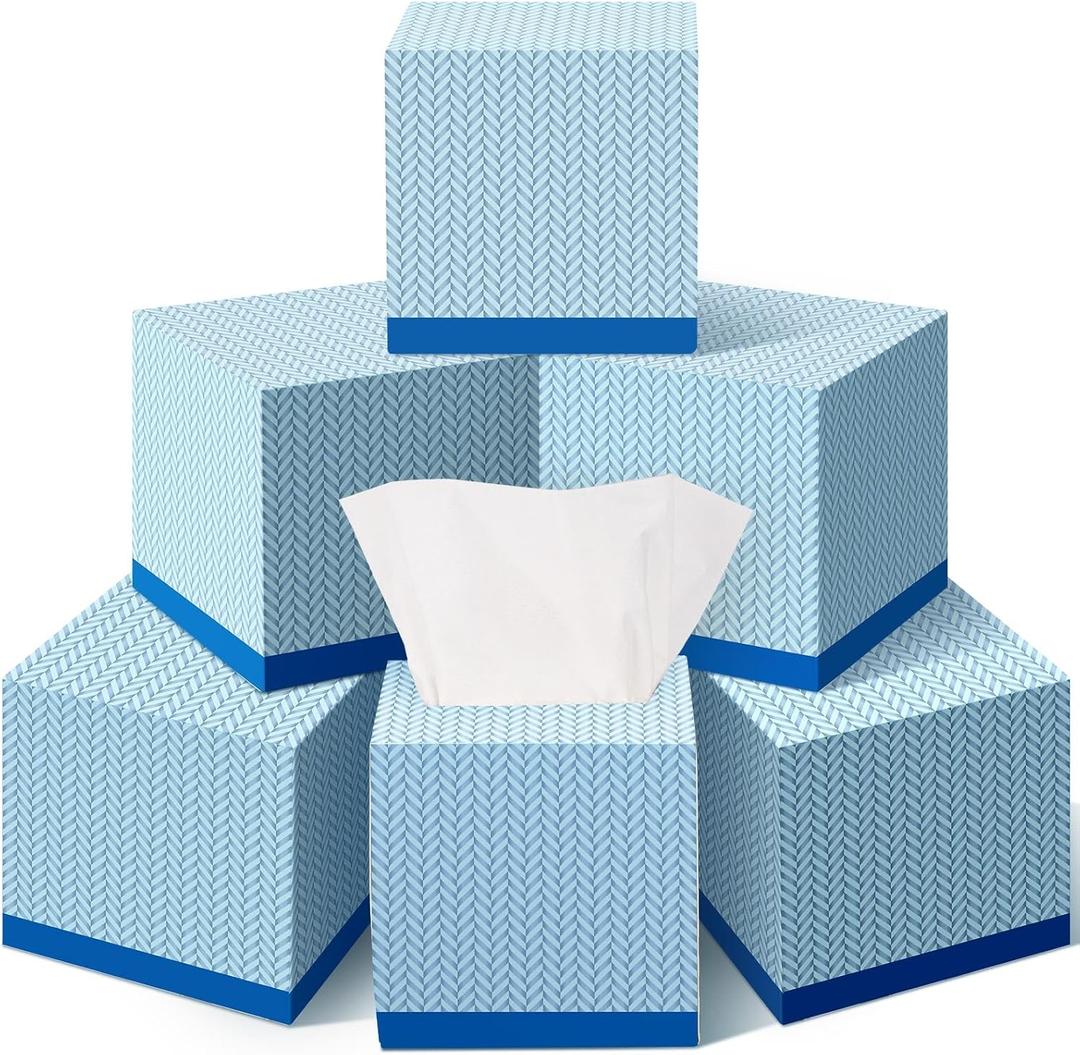 Zonon 12 Pcs 960 Sheets Facial Tissue Cube Box Travel Tissue Paper Box with 2 Ply 80 Counts Soft Facial Pocket Handkerchief Holder for Car Toilet(Classic Style)