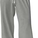RoseSeek Women's Drawstring Elastic Waist Active Jogger Wide Leg Pants (Gray, L)