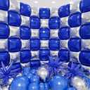 50pcs Navy Blue and Silver Square Foil Balloons Wall Backdrop with 147pcs Dark Blue and Silver Balloon Garland Arch Kit, Double Sided Balloon Tunnel for Birthday Graduation Party Decorations