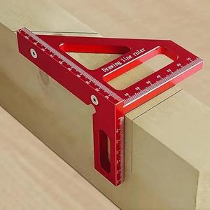 1pc Aluminum Alloy 45°/90° Miter Triangle Ruler, Woodworking Square Protractor with 3D Multi Angle Layout Measuring Tools