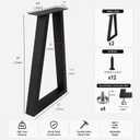 20" Metal Coffee Table Legs Black Bench Legs Heavy Duty Set of 2, 20 IN