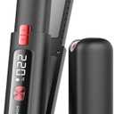 Cordless Hair Straightener and Curler 2 in 1 Mini Lightweight and Small USB Rechargeable with 4500mAh Battery 10s Fast Heating Portable Ceramic Flat Iron for Travel (Black)