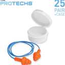 Flents Corded Ear Plugs with 1 Reusable Case, 25 Pair for Sleeping, Snoring, Loud Noise, Traveling, Concerts, Construction, & Studying, Noise Reduction and Comfort, Contour to Ears, Orange, NRR 26