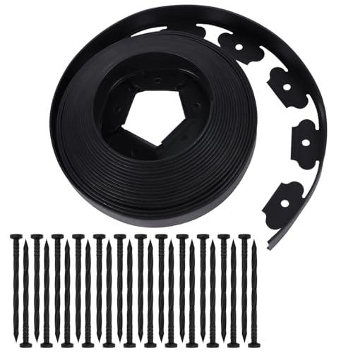Garden Edging Border, 100 Foot Lawn Edging Kit with 90 PCS Spikes, 2 Inch Tall Landscape Edging Roll for Garden, Lawn, Flower Beds, Grass, Yard(Black)