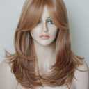 Medium Length Layered Wigs Strawberry blonde wig blow out wigs brachel hair cut Layered wig with bangs Synthetic wig Highlight for white Women