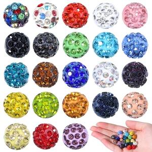 100Pcs Sparkly Mixed Colors Rhinestone Beads, 10mm Clay Disco Ball Beads, Shiny Diamond Spacer Bead for DIY Jewelry Making, Pens, Bracelet, Necklace, Earring Crafting, Holiday Decorations