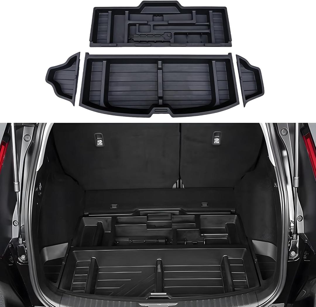 for CRV 5-Seat Trunk Organizers With Side Bins,Rear Hidden Storage Box for Honda CR-V 2023 2024 2025 Under Cargo Floor Storage Bins Accessories,SUV Extra Space