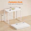 Huuger Folding Desk for Small Spaces, 31.5 Inch Foldable Computer Table, for Home Office, Study, Bedroom, Dorm, Space Saving, Small Writing Work Office Computer Desk, Easy to Fold, White, 18.9"D x 31.5"W