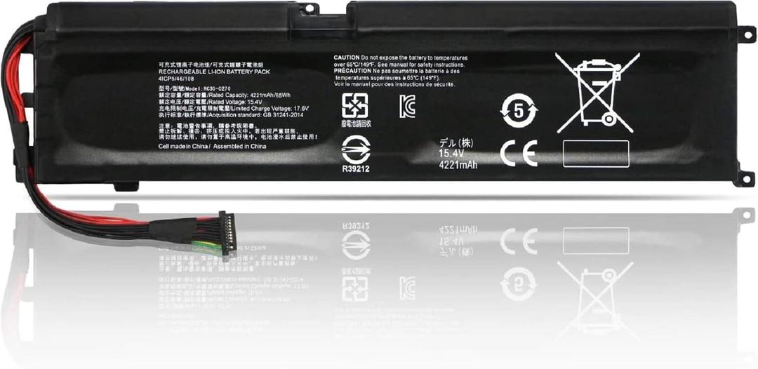 15.4V 65Wh/4221mAh RC30-0270 Batera de Repuesto para computadora porttil Compatible for Razer Blade 15 Base 2018 2019 GTX 1660 Ti RZ09-0270 RZ09-02705E76