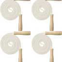 Hungdao 4 Pcs Jump Ropes for Kids with Wooden Handle Cotton Braided Adjustable Skipping Rope for Exercise Fitness Jumping Rope for Children Boys Girls Students Preschooler Outdoor Fun Activity