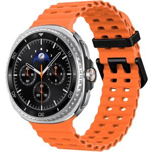 Marine Sport Bands Compatible with Samsung Galaxy Watch 8 Band 44mm 40mm/8 Classic 46mm Men Women,Soft Silicone Breathable Waterproof No Gap Strap for Samsung Galaxy Watch 8 Bands 40 mm 44 mm Correa (02-Orange)
