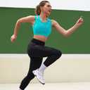 RUNNING GIRL Sports Bras for Women High Support,Seamless Ribbed Longline High Neck Sports Bra Racerback Padded Crop Top Yoga (Green, L)