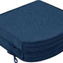 Outdoor Chair Cushions, Fade-Resistant & Water-Resistant, D Shaped Patio Furniture Seat Chair Pads Replacement with Ties, Non-Slip Bottom, Removable Cover, Set of 2, 17 x 16 Inch, Navy Blue, 17" x 16" 2 Pack
