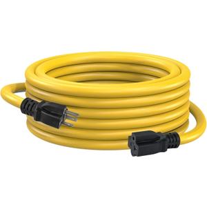 EP 15 Ft 10 Gauge Outdoor Extension Cord with T-Blade Plug, Heavy Duty NEMA 5-20 P/R Power Cord, 20A 250V 10/3 SJTW Cable for Lawn, Garden, Appliance, Yellow