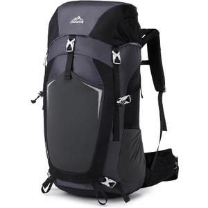 50L Hiking Backpack with Internal Frame & Rain Cover, Lightweight Backpacking Pack with Adjustable Chest Strap, Breathable Daypack for Hiking, Camping, Trekking, Travel, Men & Women(Black, 50L)