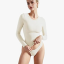 SUUKSESS Women Double Lined Fitted Basic T Shirts Crew Neck Long Sleeve Crop Top S