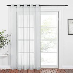 NICETOWN Bedroom Sheer Curtains Light Gray with Casual Style, Grommet Top Lightweight Voile Textured Window Curtains Light and Airy Drapes for Porch/Living Room, 70" W x 84" L, 1 Panel
