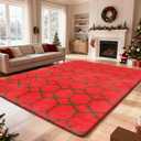 Shag Area Rug for Bedroom 5x8,Fluffy Area Rugs for Living Room,Geometric Soft Fuzzy Rug Non-Shedding Indoor Plush Carpet for Kids Bedroom Nursery Dorm Home Christmas,Red and Green