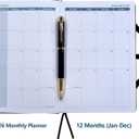 2 x 2026 Planner Journal with Yearly, Monthly, Weekly & Daliy Plan Pages, 24 Lined and 24 Dotted Pages, 8.5" x 5.75" Medium A5 Size (Black without pen)