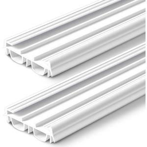 Pushglossy 2 Pcs 36" Slide on Door Sweep 1-3/4" Wide Vinyl Weatherstrip Seal for Exterior Doors, Energy Efficient Draft Stopper, Easy Slide in Installation, Blocks Dust/Insects/Noise (White)