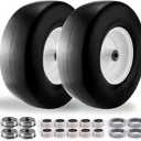 13x5.00-6 Flat Free Tire and Wheel for Zero Turn Lawn Mower,Commercial Grade Lawn - 13x5.00-6 Smooth Solid Front Tire Assembly with 3/4" & Extra 5/8" Bushings,3.25" Centered Hub - 2 pcs
